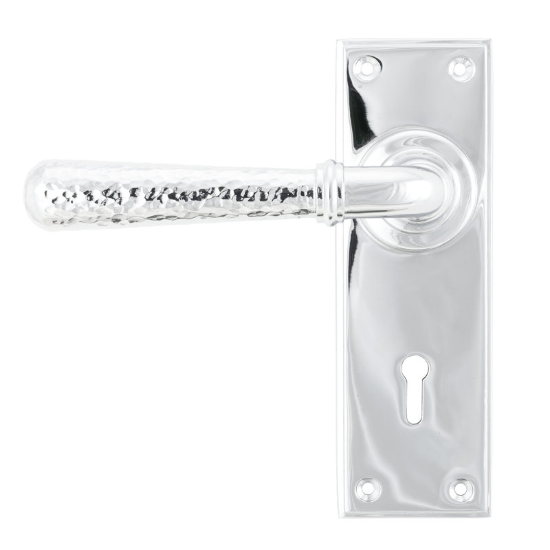 Hammered Newbury Lock Door Handle, Polished Chrome