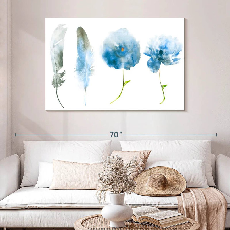 Fleurs bleues Harnek Airy, H 32 po x l 48 po