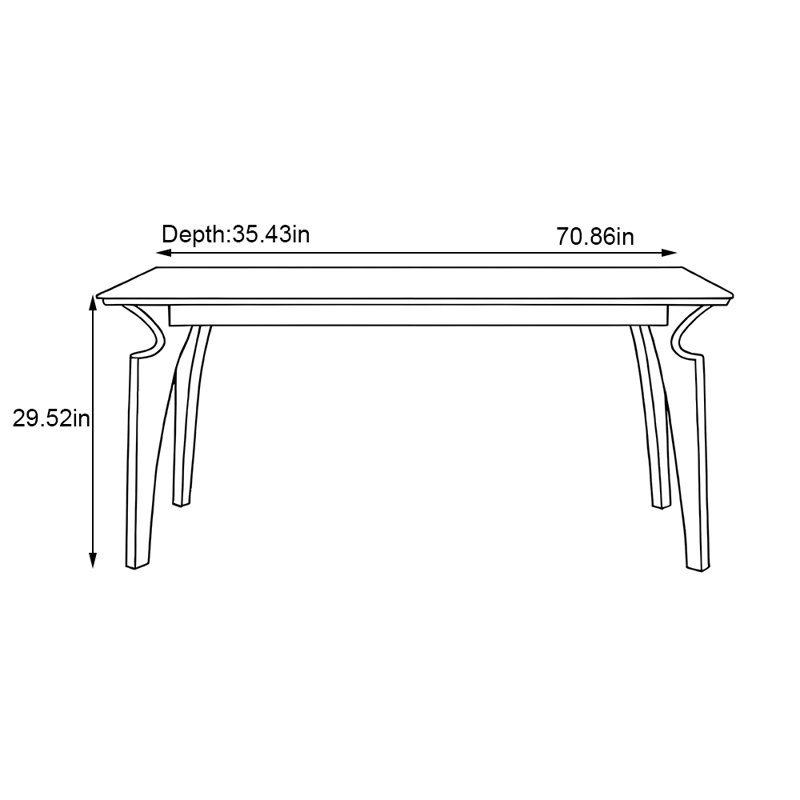 Rectangular rock slab solid wood table, 29.52"H x 70.86"L x 35.43"W