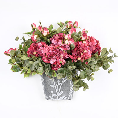 24" Artificial Fall Hydrangea Floral Arrangement Faux Flowers Bouquets For Table Centerpieces Vase Filler Home Fall Decor