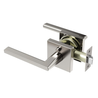 Quadra Privacy Door Lever Modern Concealed Design For (Bed & Bath) – Sleek Minimalist Style in Brushed Nickel