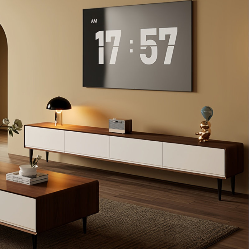 Console de salon moderne, H 16,93 po x L 70,87 po x l 15,75 po, Noir/brun/blanc