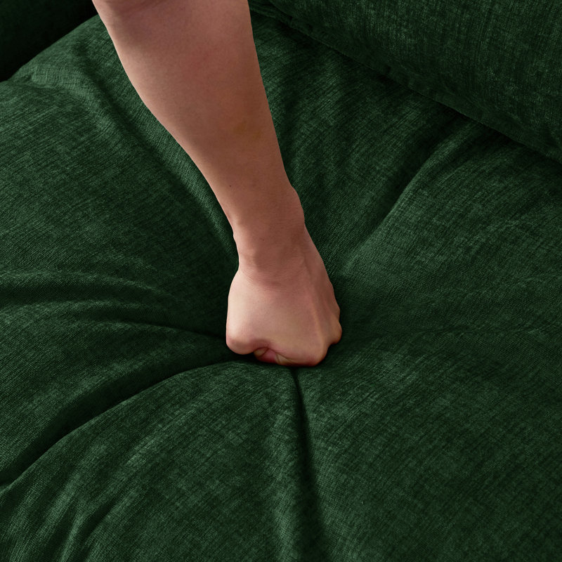 105" Modular Sectional Couch,Upholstered Soft Chenille Fabric Sofa,3 Seater With Ottoman L Shape Sofa Green, Chenille verte