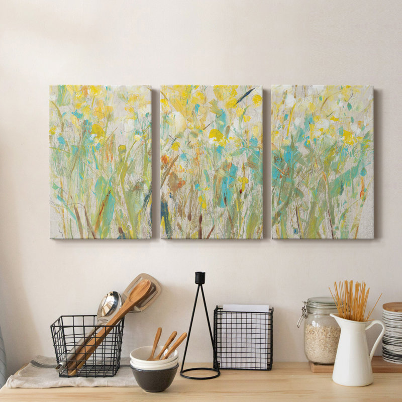 " Floral Cluster I " 3 - Pieces, 40'' H x 30'' x W x 1'' D