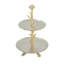 D11.5X18" Decorative Two-Tier Tray Stand With Gold Coral Branch Design