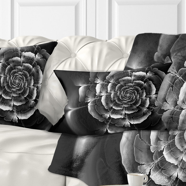Coussin décoratif floral rose dans un coussin lombaire foncé, Argent