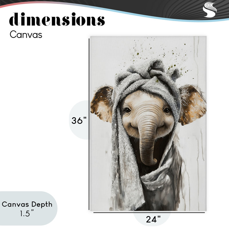 «Squeaky Clean Elephant Canvas», conception par Tina LeCour, 36" H x 24" W