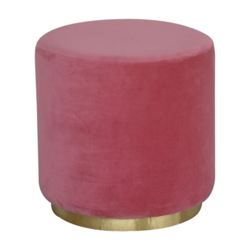Batista 47cm Wide Velvet Round Solid Colour Standard Ottoman, Pink