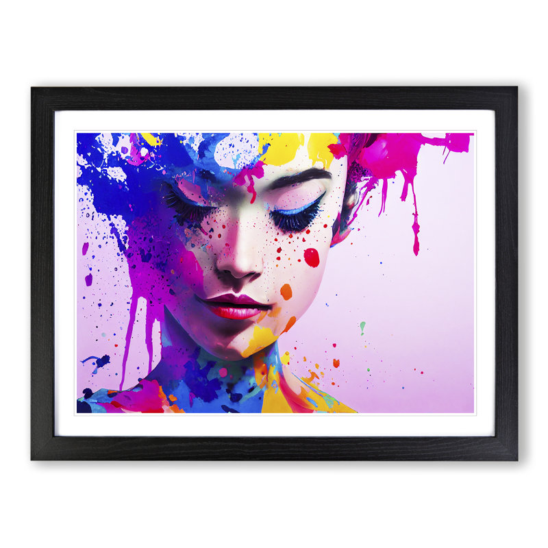 XH1022-8976X The Painted Woman Vol.2 Abstract - Single Picture Frame Print, 46cm H x 64cm W x 2cm D, Black