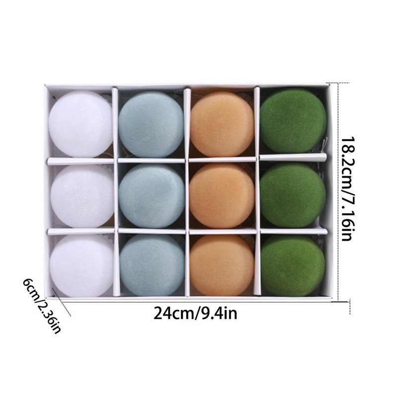 Multicolore 2,36 po, boule de Noël en flocage, boîte-cadeau boule de décoration de Noël, 12 pièces