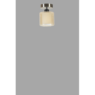 Elegant Metal Chandelier, Matte Chrome & Amber Finish, 5.9 in Diameter x 7.9 in Height | E27 Socket, Max 40W | Stylish Lighting Fixture for Home Decor, IP20 Rated, Perfect for Dining Rooms & Living Spaces