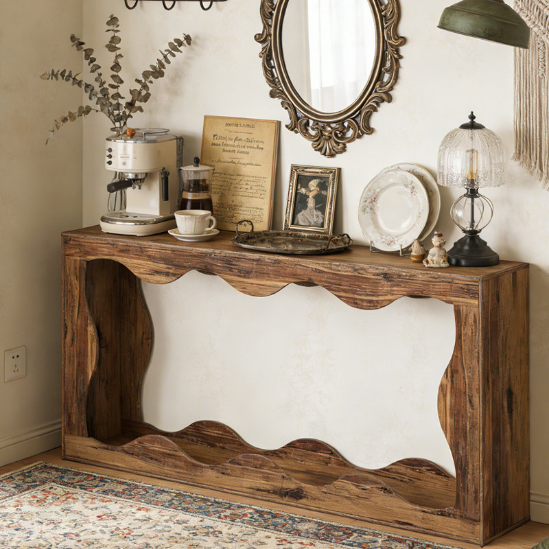 Modern Style Entryway Table, Rustic Brown