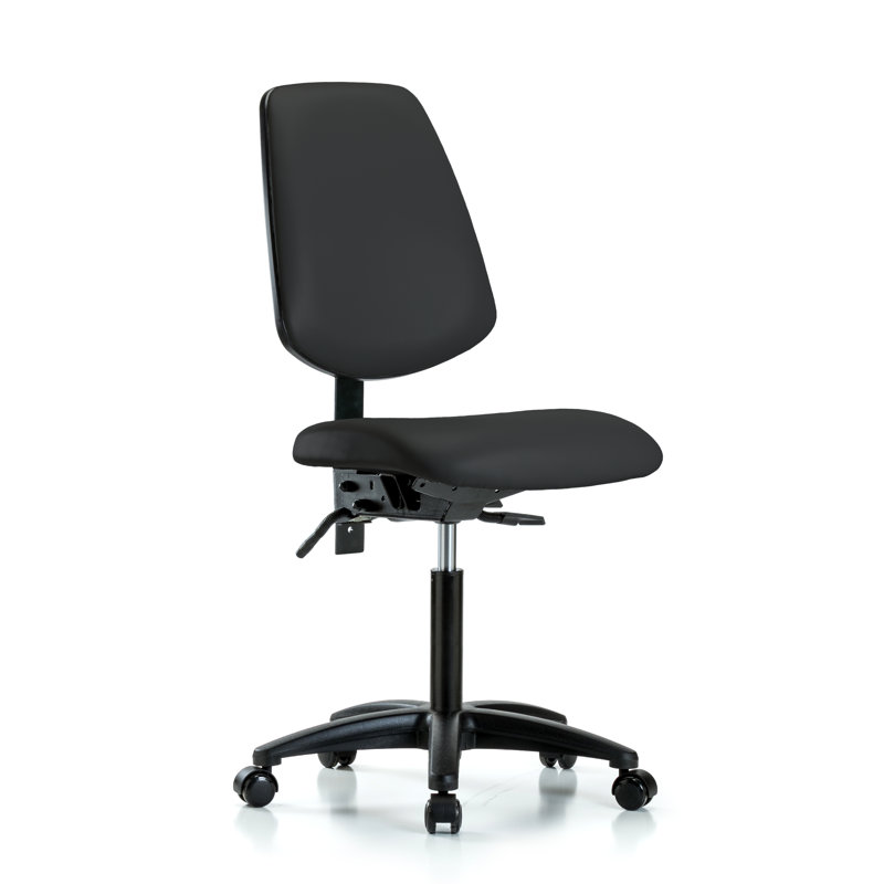 Vinyl Task Chair, Black, Casters, Not Included