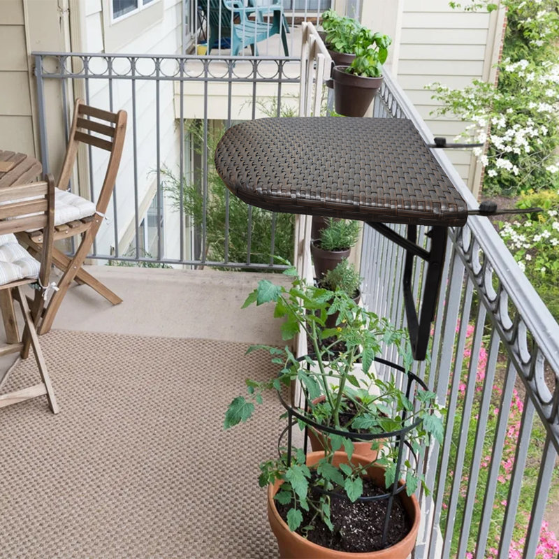 Wicker/Rattan Outdoor Folding Balcony Table, Brown