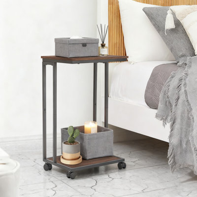 Table de bout en forme de C avec roulettes, casse-croûte et bureau pour ordinateur portable, table mobile en C pour le salon et la chambre à coucher dans les petits espaces