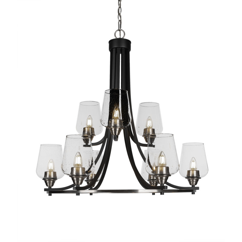 Lustre 9 lumières Michell, Clair, Nickel brossé