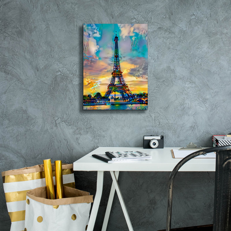  «Rio Senna Y Tour Eiffel» par Pedro Gavidia, art mural sur toile, 12 po x 16 po, H 16 po x l 12 po