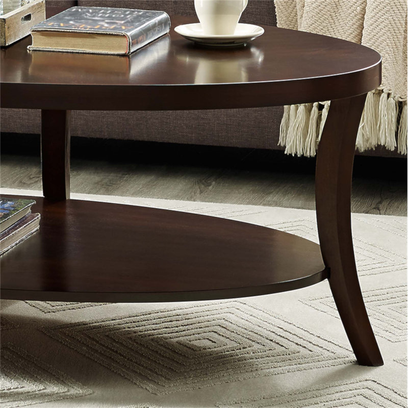 Table basse Perth avec tablette, finition espresso riche, grand espace de présentation et rangement supplémentaire