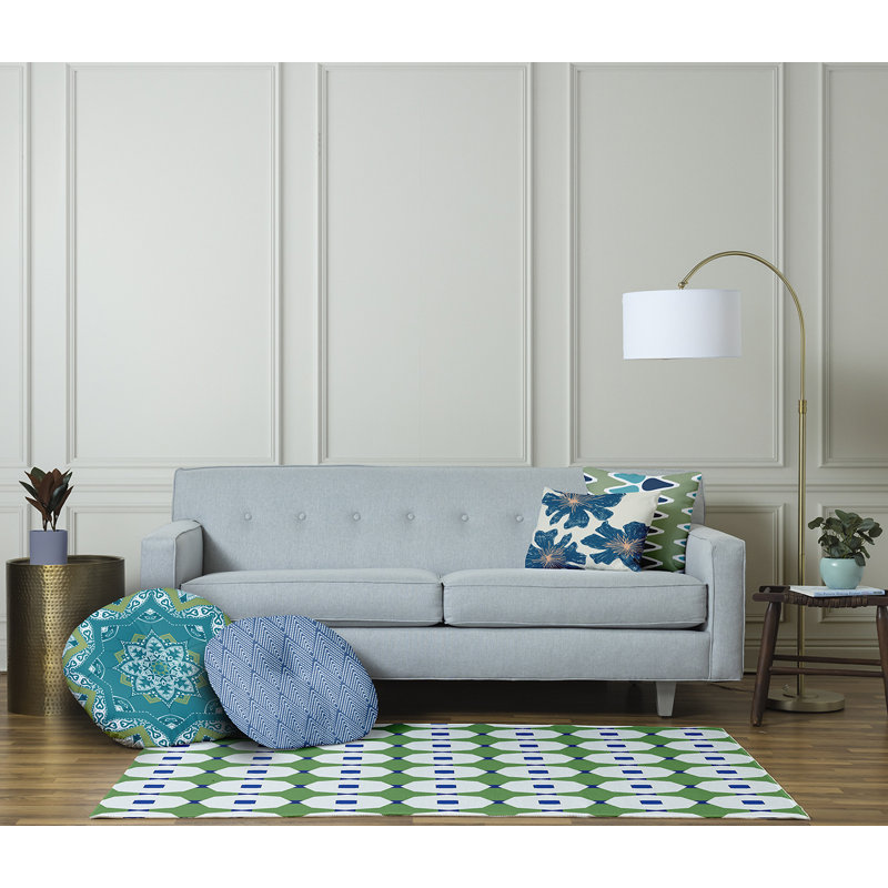 322_Oreiller de sol capitonné DesignLefeflor, Bleu, 26 po x 26 po