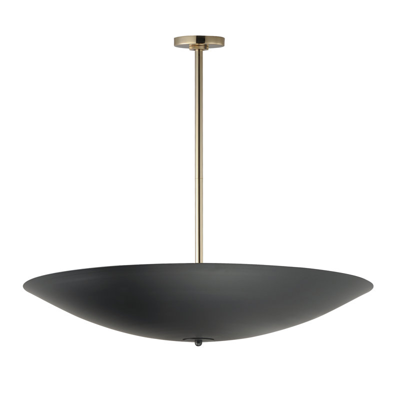 Vesta 1 - Light LED Pendant, 4.75" H x 23.5" W x 23.5" D, Black, French Gold