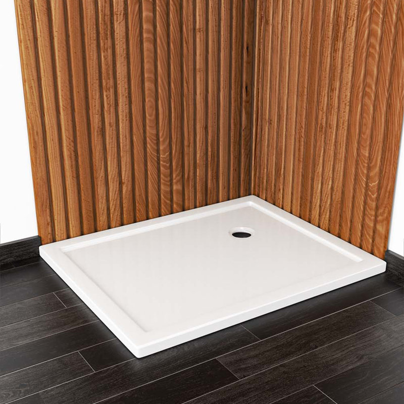 900 x 700 mm Plastic Shower Tray - White, Corner, 4cm H x 100cm W x 80cm D