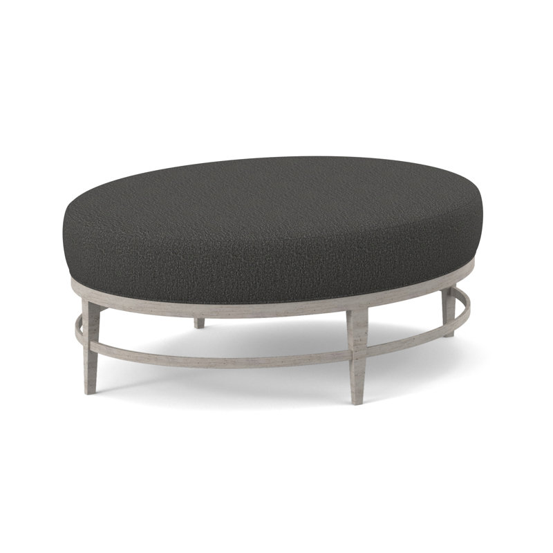 Elliptic Oval Ottoman, Bisque, Margaret Mahogany Polyester Blend