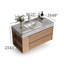 Meuble-lavabo simple 36 po avec plateau en pierre grise, armoire murale en bois massif avec deux tiroirs et tablette ouverte