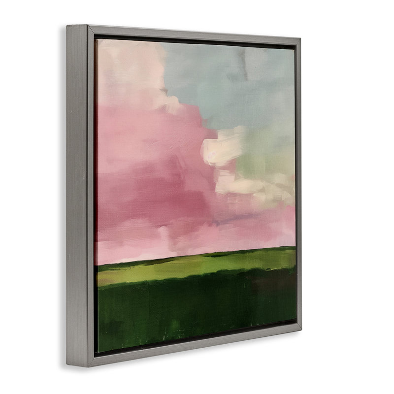  «Pink Clouds Sunrise», art mural encadré par Svetlana Aleynikova, H 18 po x l 18 po, Cadre flottant gris lustré