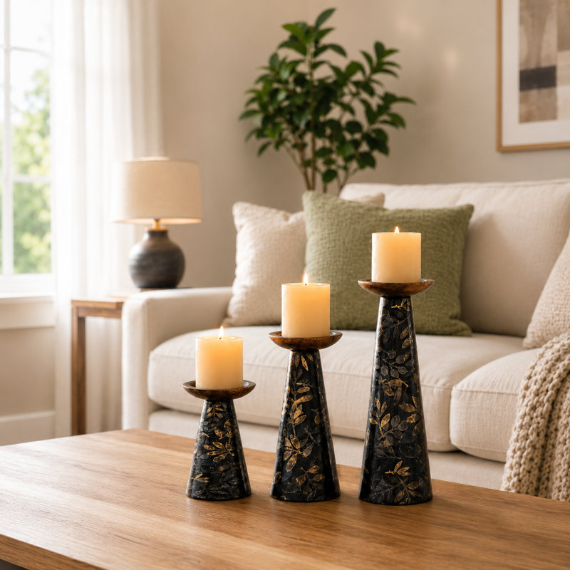 Ensemble de 3 porte-bougies Moody Floral