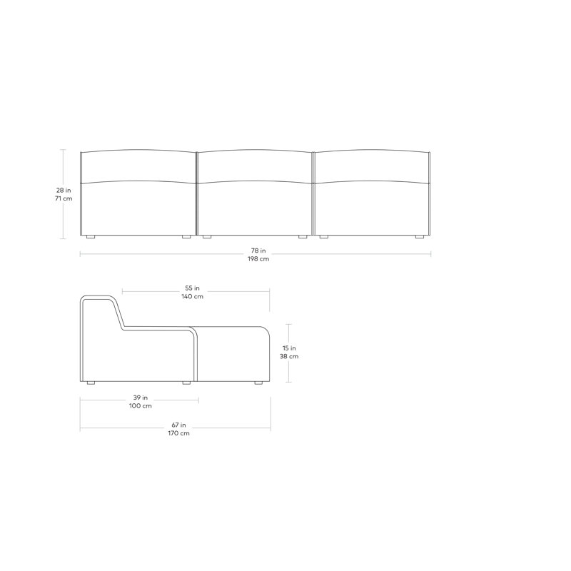 Canapé modulaire 3 pièces Nexus, Thea Marine
