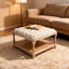 Table basse avec repose-pieds capitonné en lin 33 pouces avec tablette de rangement et pieds solides pour le salon, le bureau et la chambre à coucher