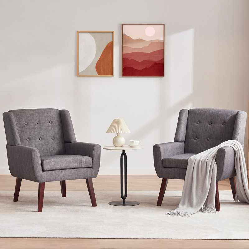 Ensemble de 2 fauteuils rembourrés, Gris