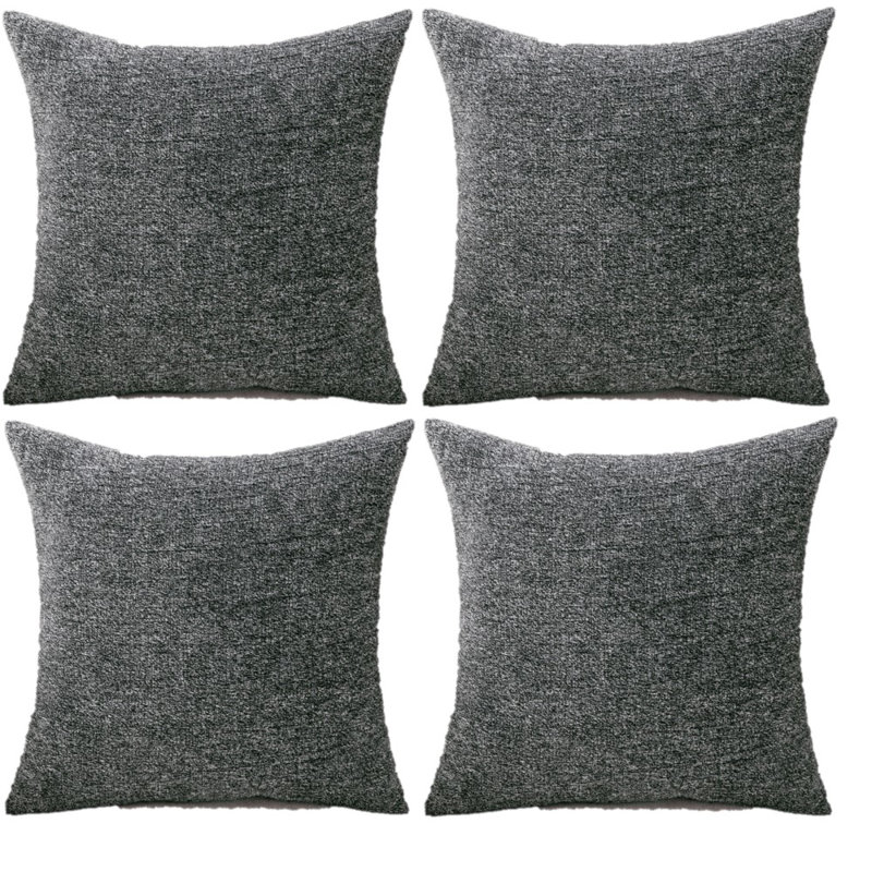 Housse de coussin en chenille 18 po, Noir, H 18 po x l 18 po x P 5 po, Coton