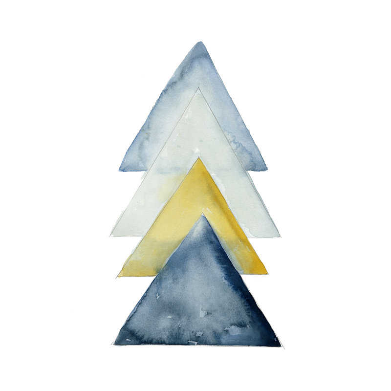 Triangles empilés en aquarelle-reproduction d’art sur toile tendue, H 18 po x l 12 po
