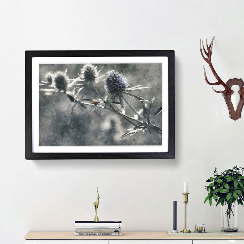 Ladybird upon a Thistle Flower - Picture Frame Graphic Art Print, Black Framed, 33cm H x 45cm W x 2cm D