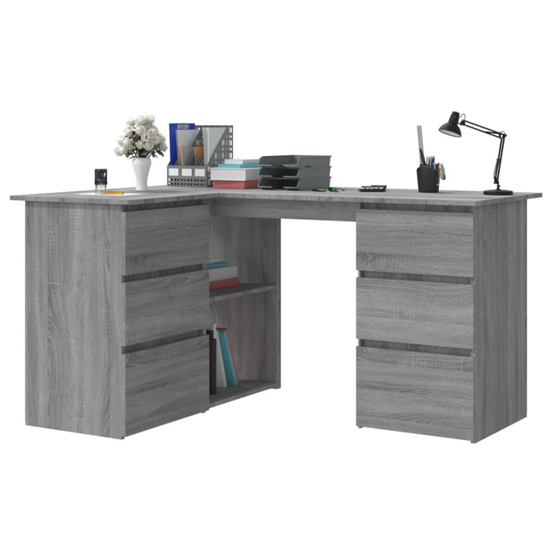 Abdirizaq Corner Computer Desk, Grey Sonoma