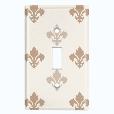 Fleur De Lis Two Tone Tan Patterned 1 - Gang Toggle Light Switch Standard Wall Plate