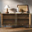 Buffet 63 "rétro sculpté avec tablettes réglables et pieds en bois massif, noyer-1050450618