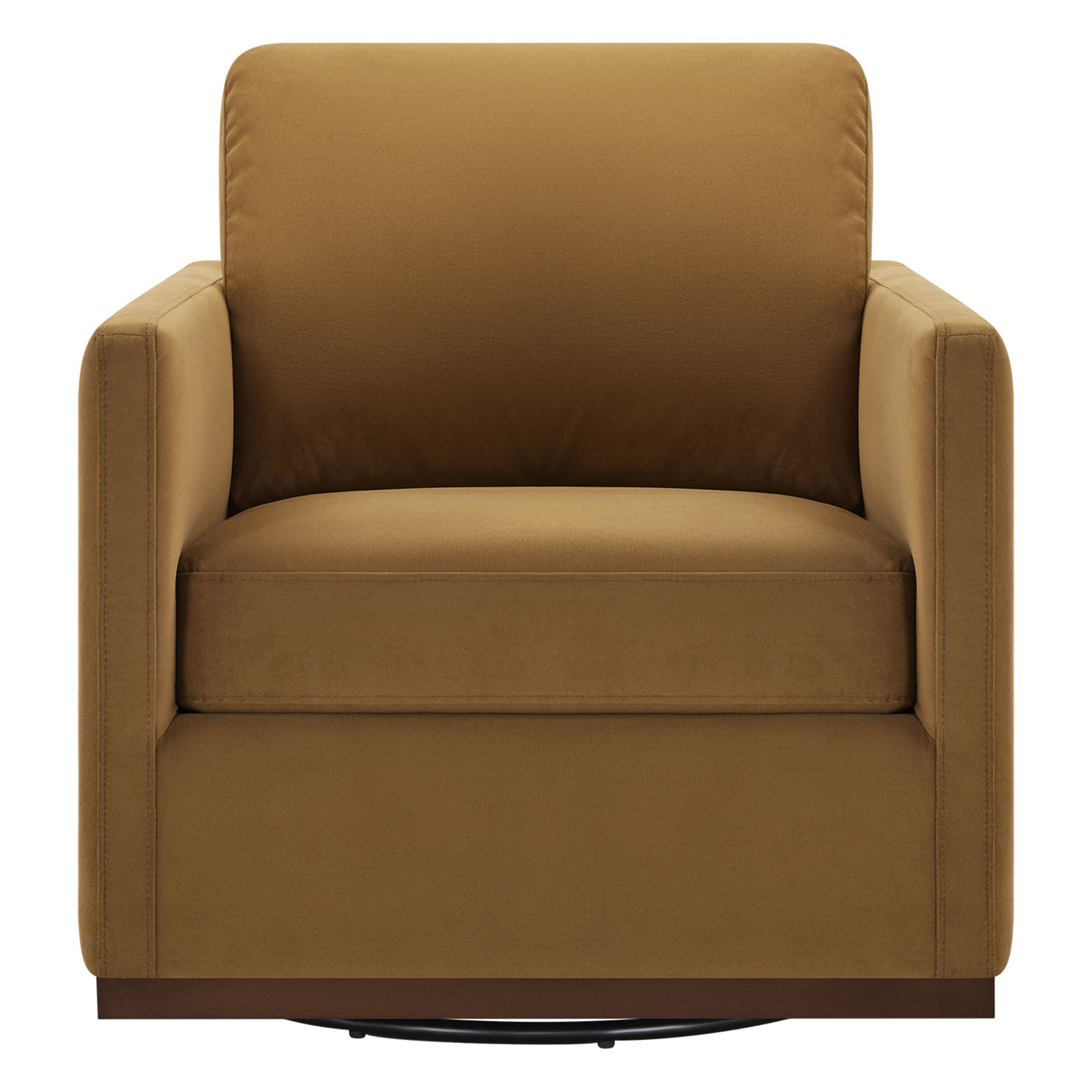 Bobbi Upholstered Swivel Armchair, Soren Ochre Performance Velvet