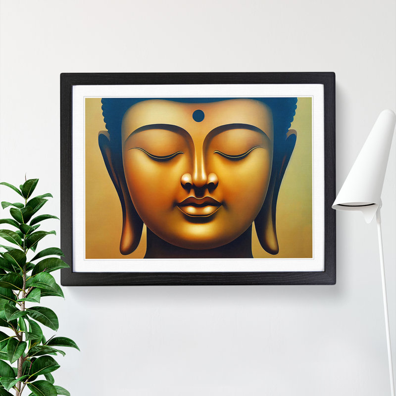 Golden Buddha Vol.1 - Single Picture Frame Print, 46cm H x 64cm W x 2cm D, Black Framed