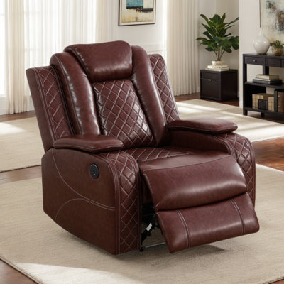 Charolett 37" Breathing Leather Power Recliner with LED Light by Winston Porter