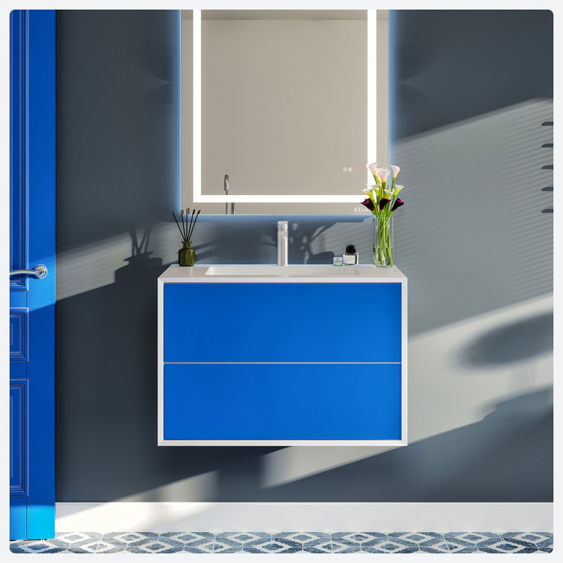 Kiskimere Coiffeuse en ciment gris, Bleu