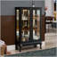 Vitrine lumineuse avec portes en verre trempé et dossier en miroir - Noir