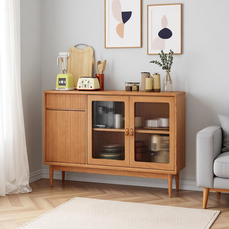 Buffet de rangement multifonctionnel en bois massif, H 33,46 po x l 47,24 po x P 15,74 po