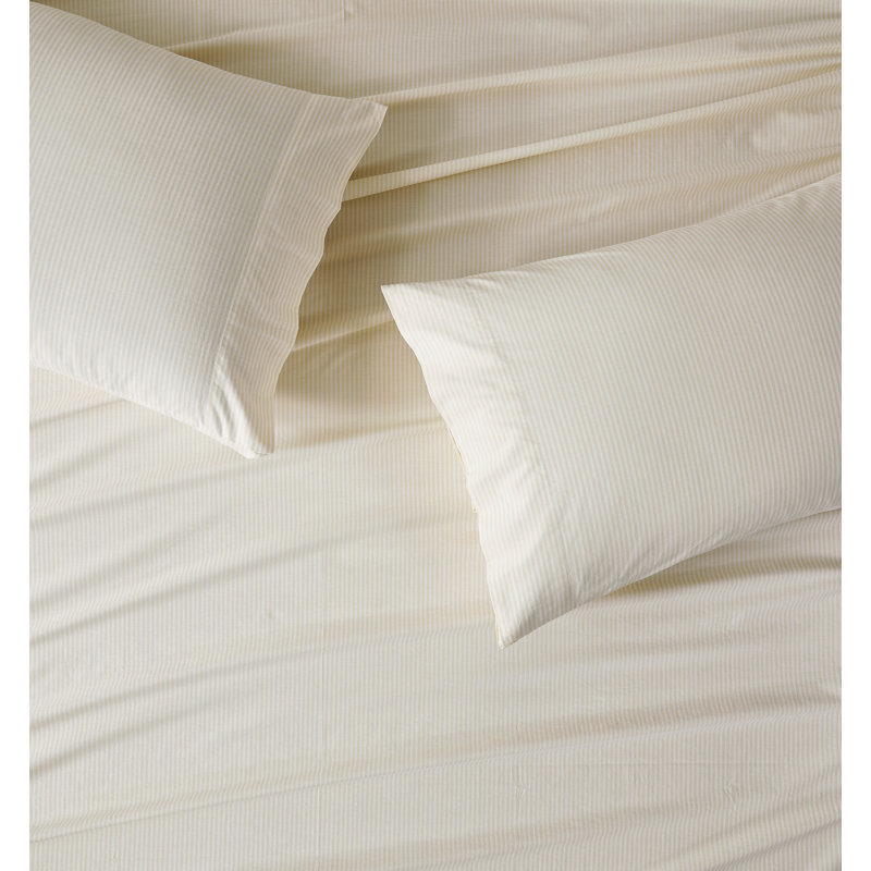 Brooklyn Loom Pinstripe Sheet Set, White/Ivory, Full