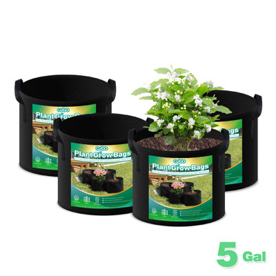 4 Pack 5 Gallon Fabric Grow Bags