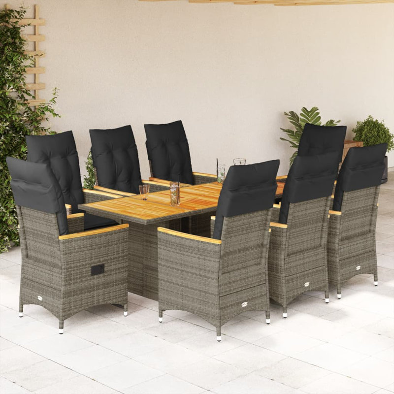 Garden Dining Set, Black/Gray