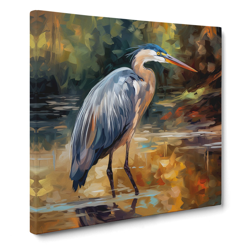 Heron Neo-Impressionism - Wrapped Canvas, 35cm H x 35cm W x 3cm D