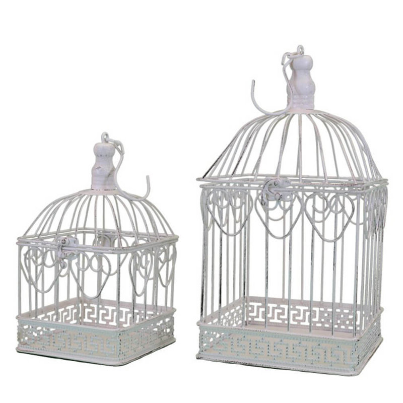 Dennett 42cm Steel Dome Top Hanging Bird Cage, White