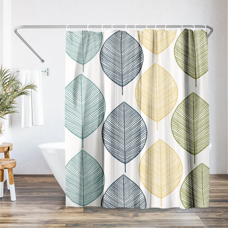 Feuilles de rideau de douche botaniques multicolores par Lisa Nohren